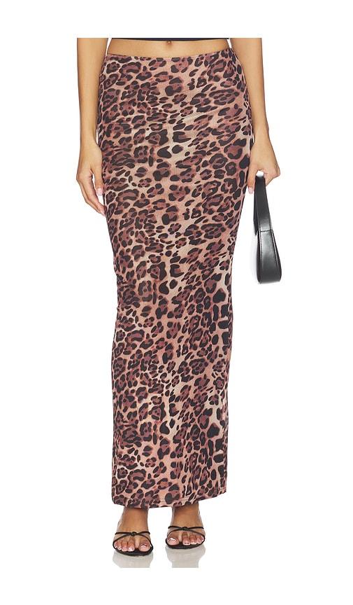 sndys x revolve maxi skirt in brown.