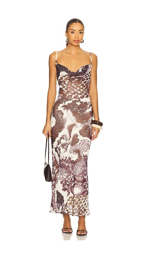 sndys x revolve skin maxi dress in brown.