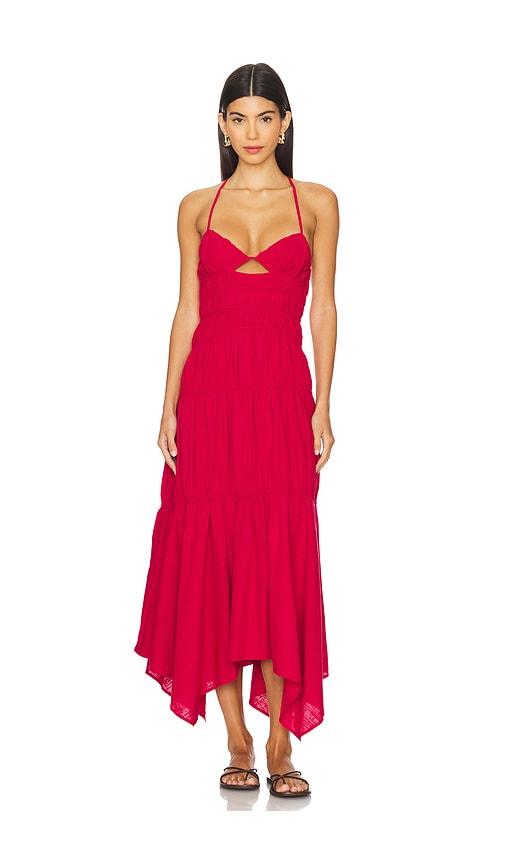 sndys x revolve tahlia dress in red.
