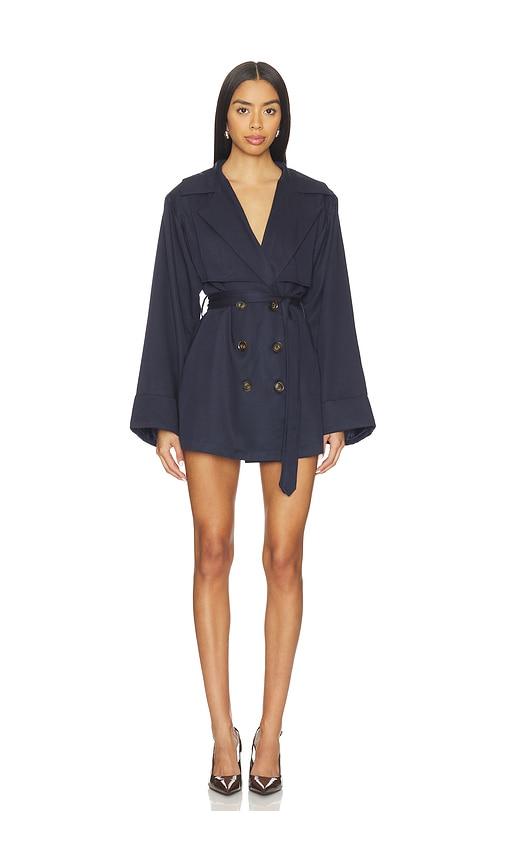 sndys x revolve verina mini trench jacket in navy.