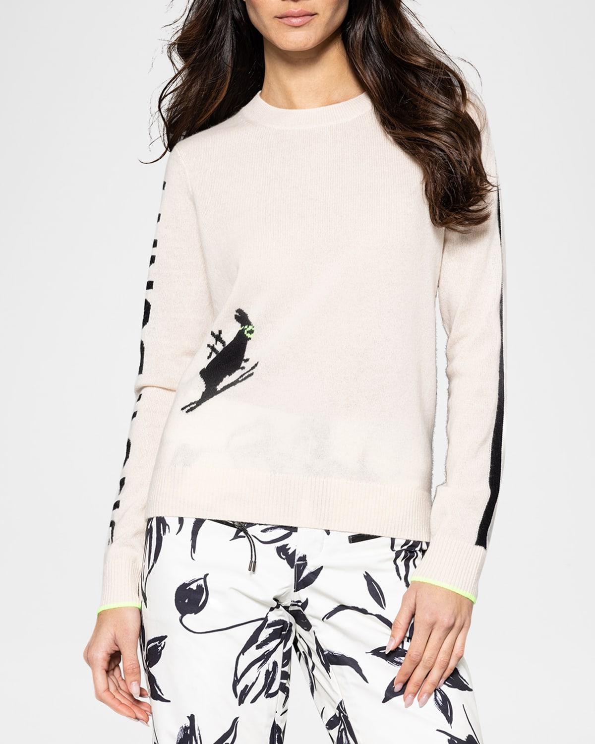 snow bunny cashmere intarsia pullover