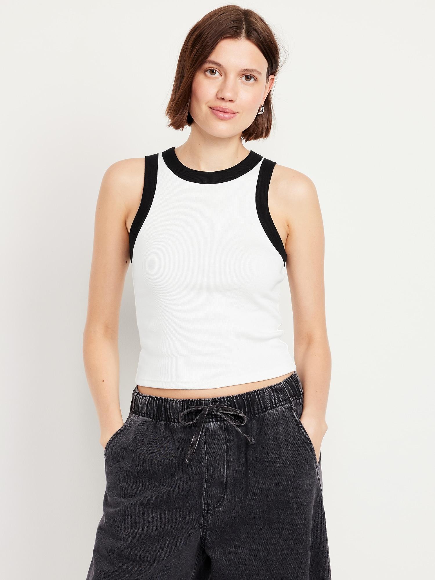 snug high-neck tank top