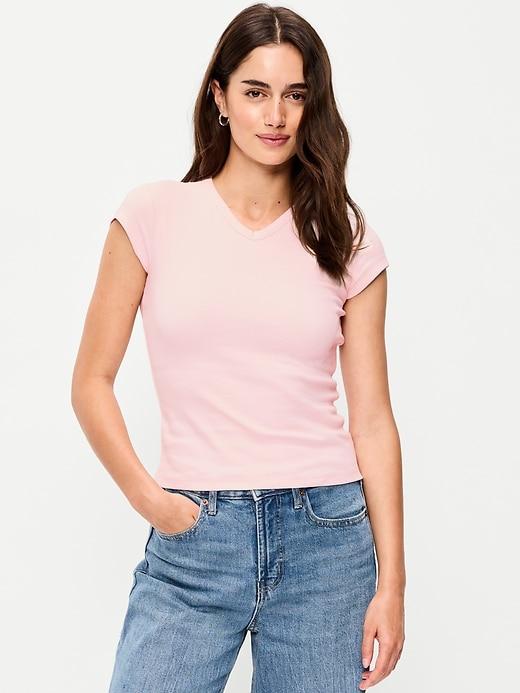 snug high v-neck t-shirt