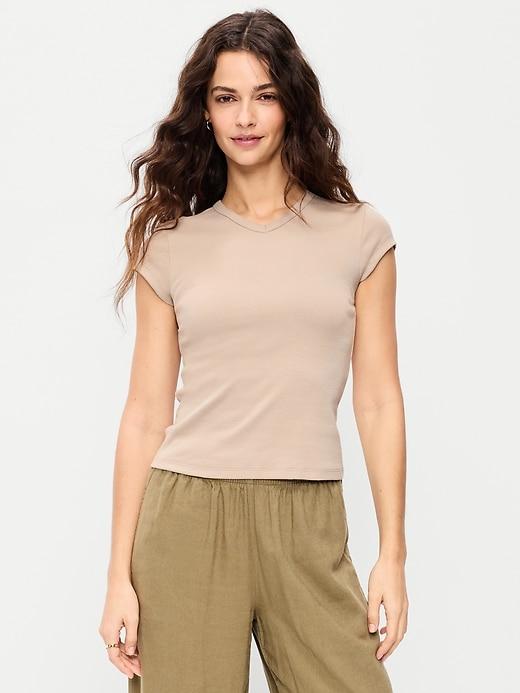 snug high v-neck t-shirt