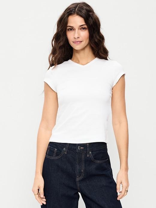 snug high v-neck t-shirt