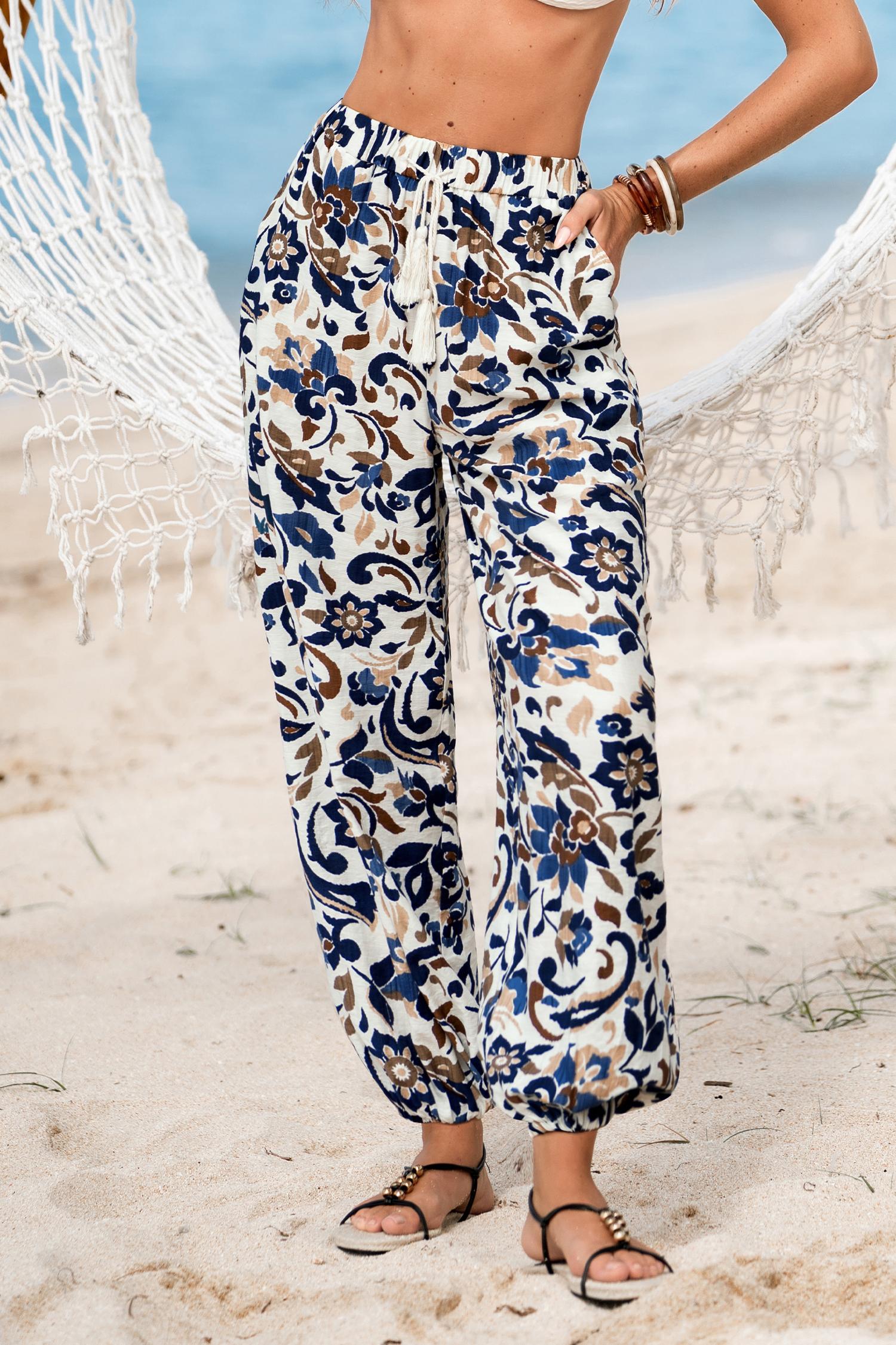so earthy floral pants - l