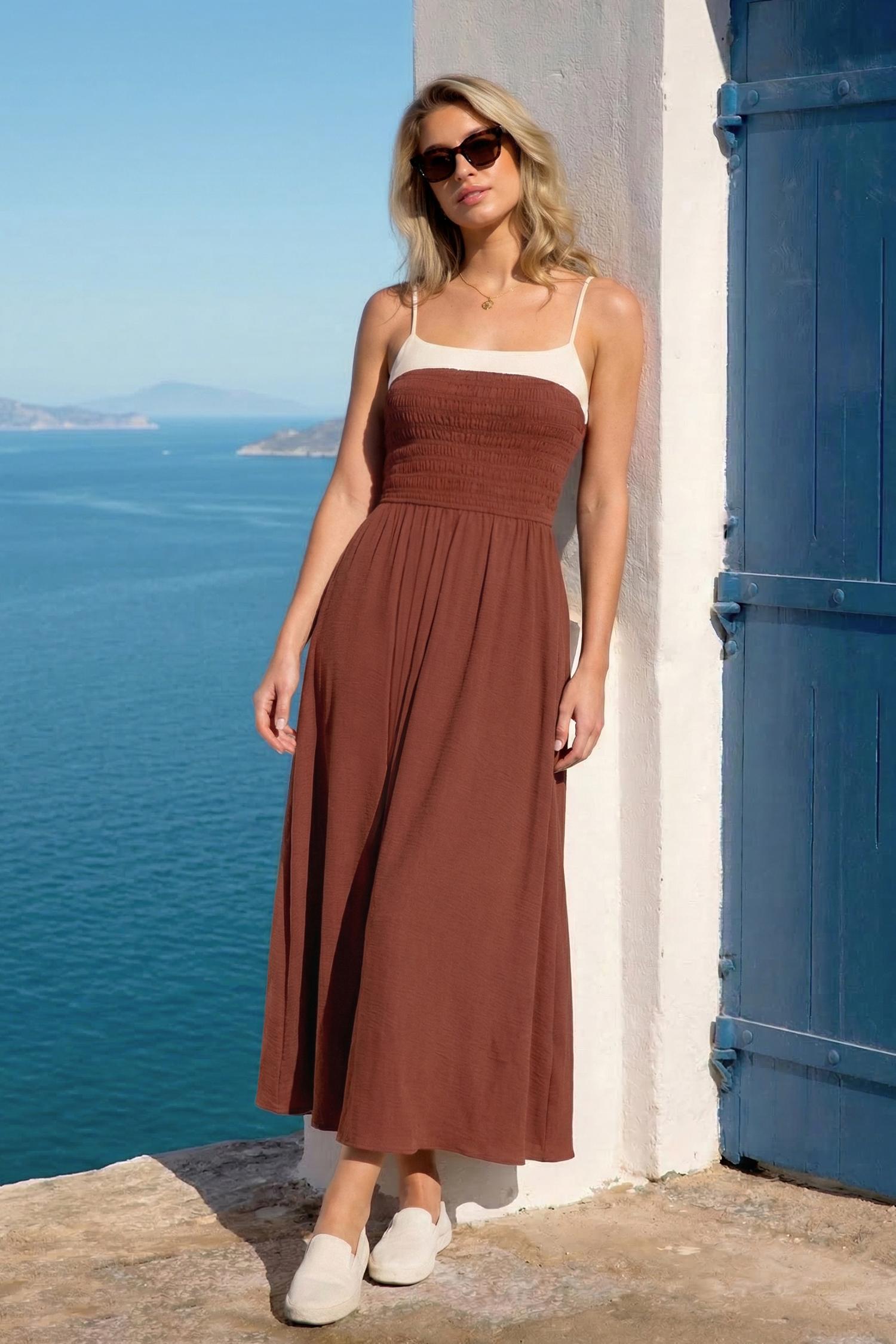 so extra brown maxi dress - l