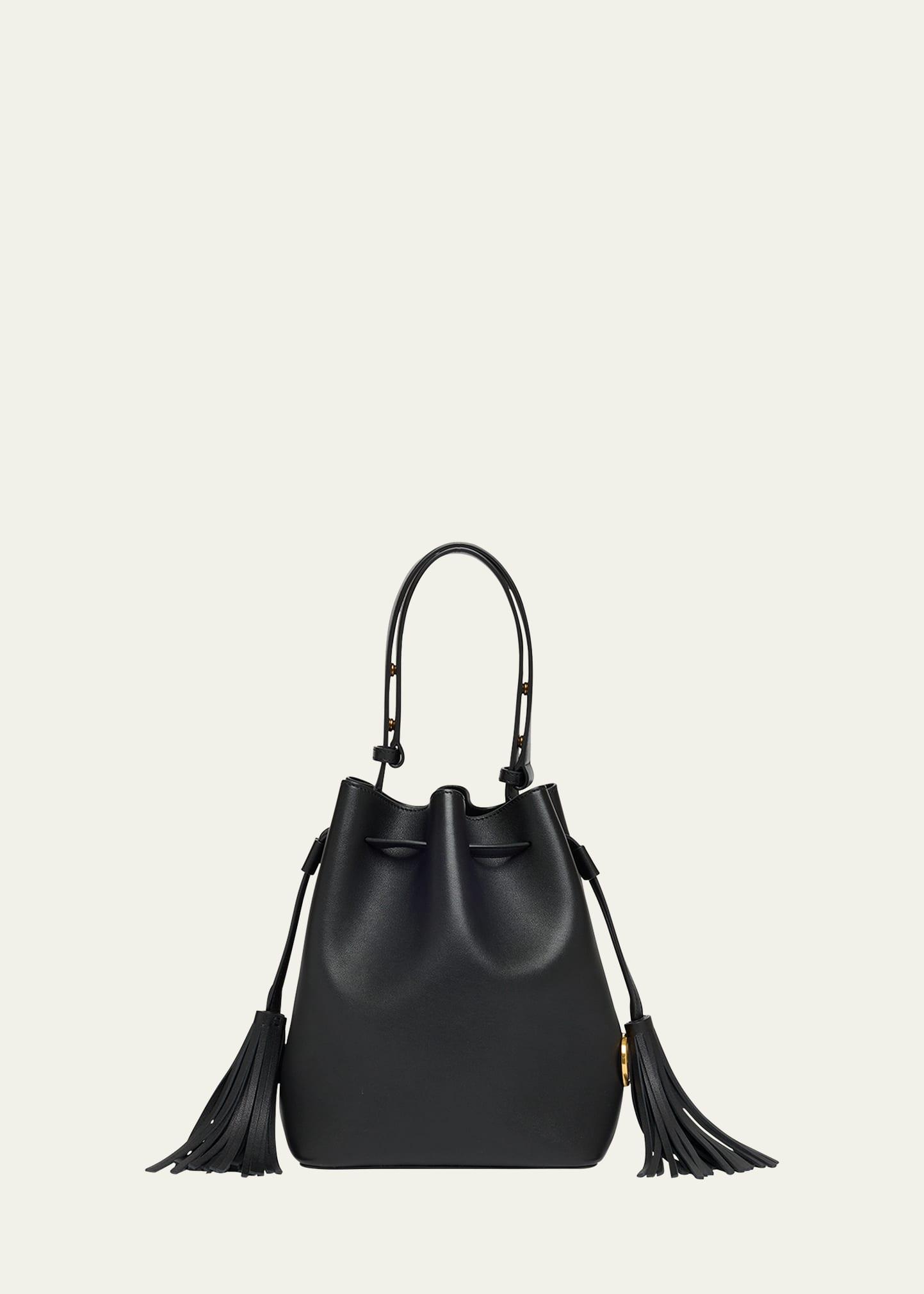 so seau tassel leather bucket bag
