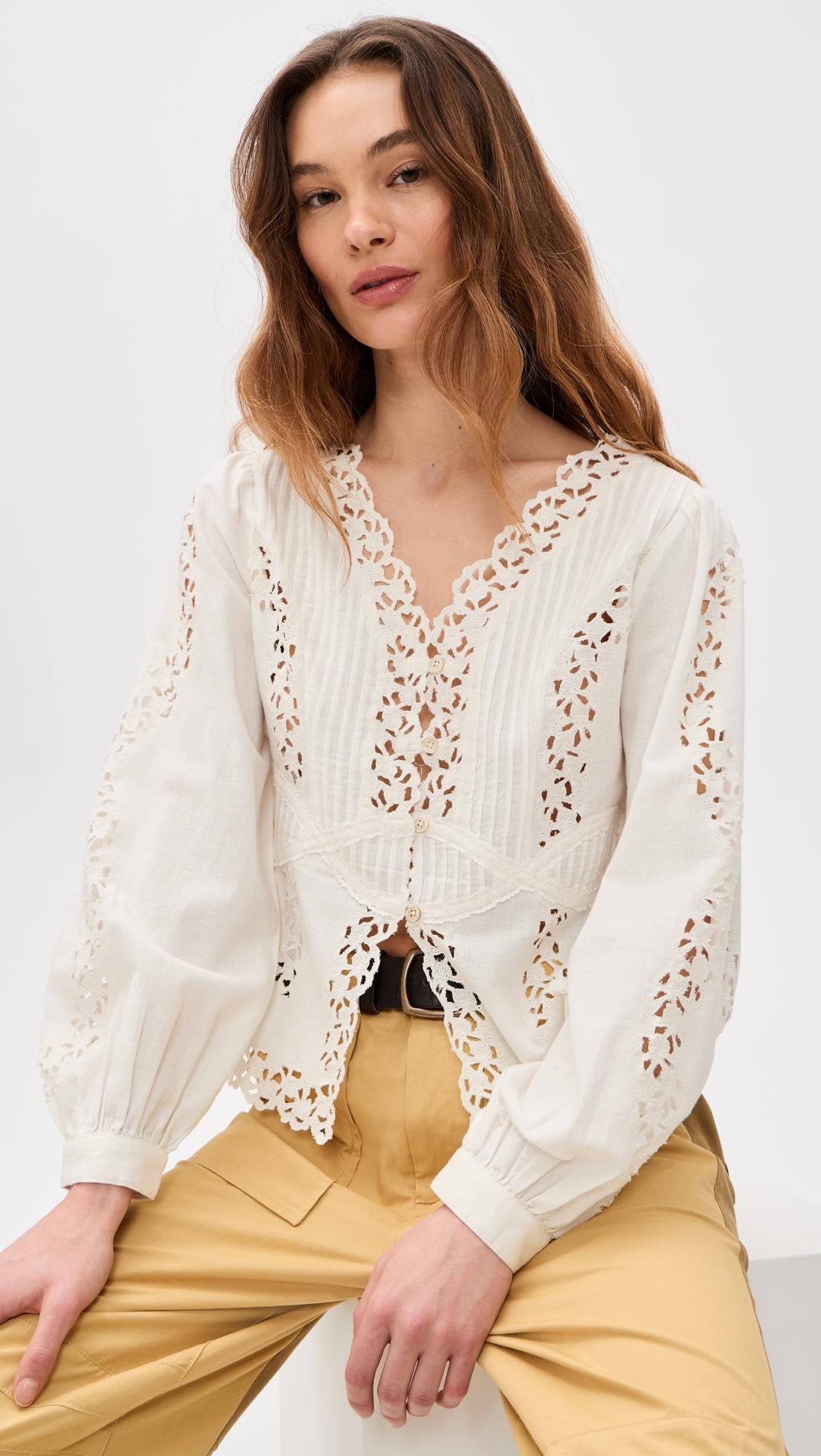 sofia embroidered long sleeve blouse