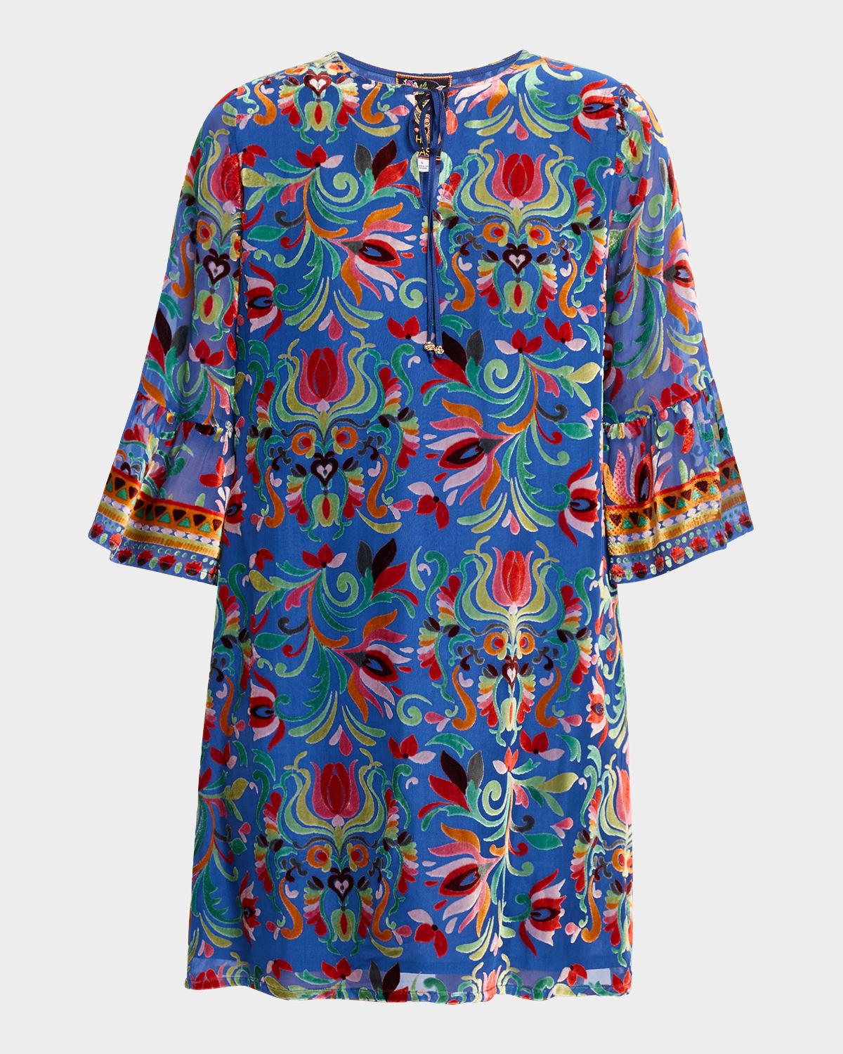 sofiya floral burnout mini shift dress