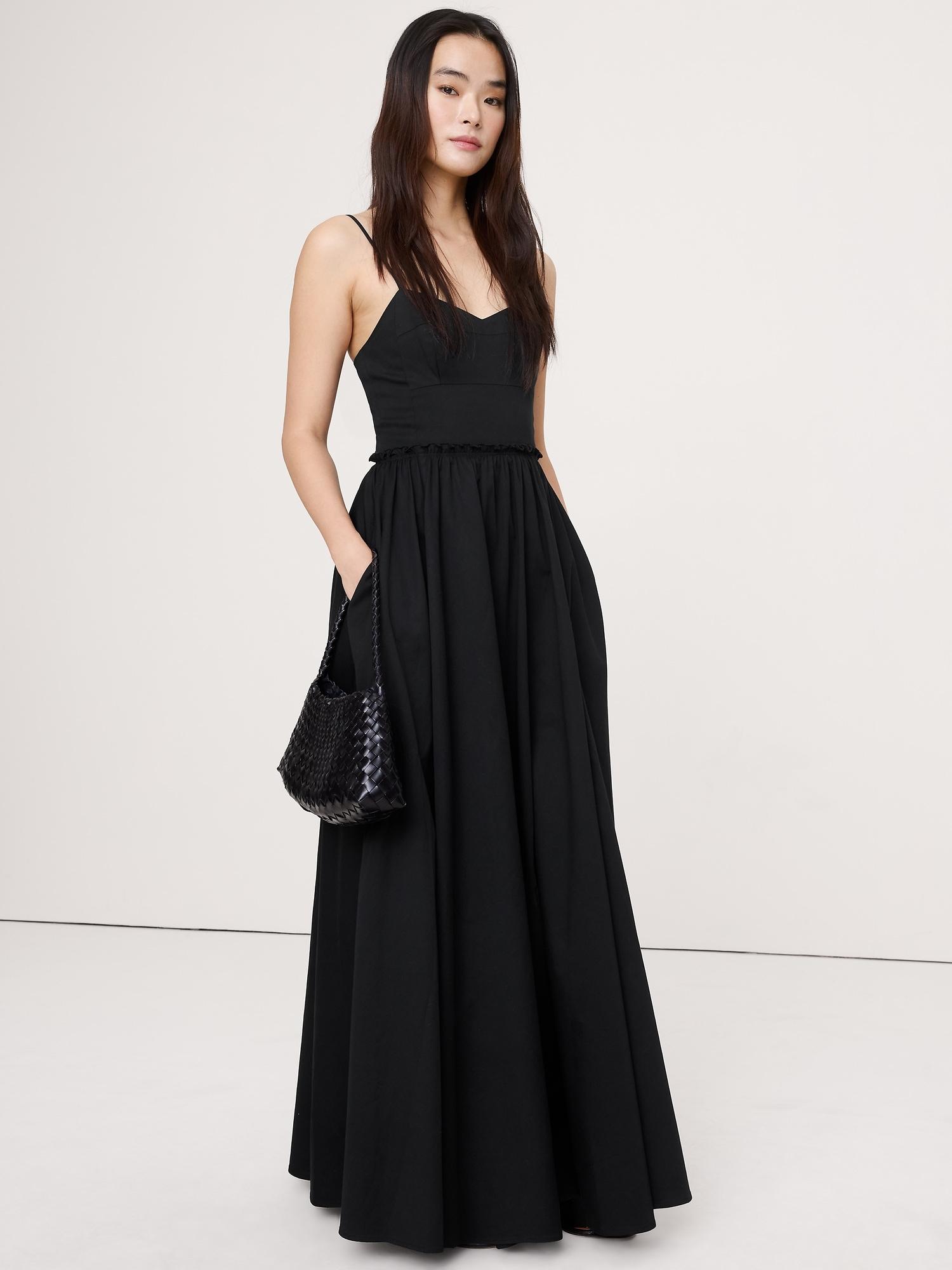 soft cotton corset maxi dress