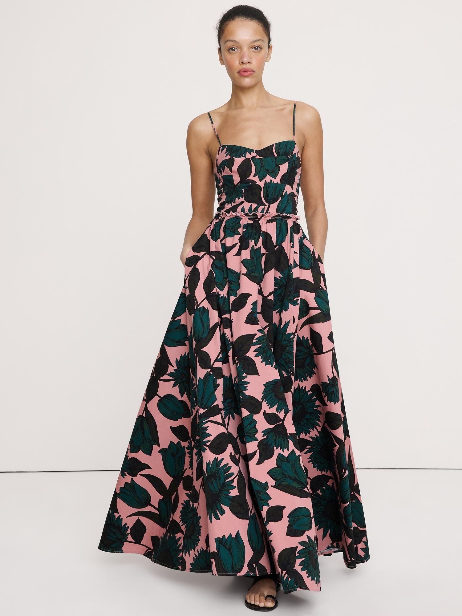 soft cotton corset maxi dress