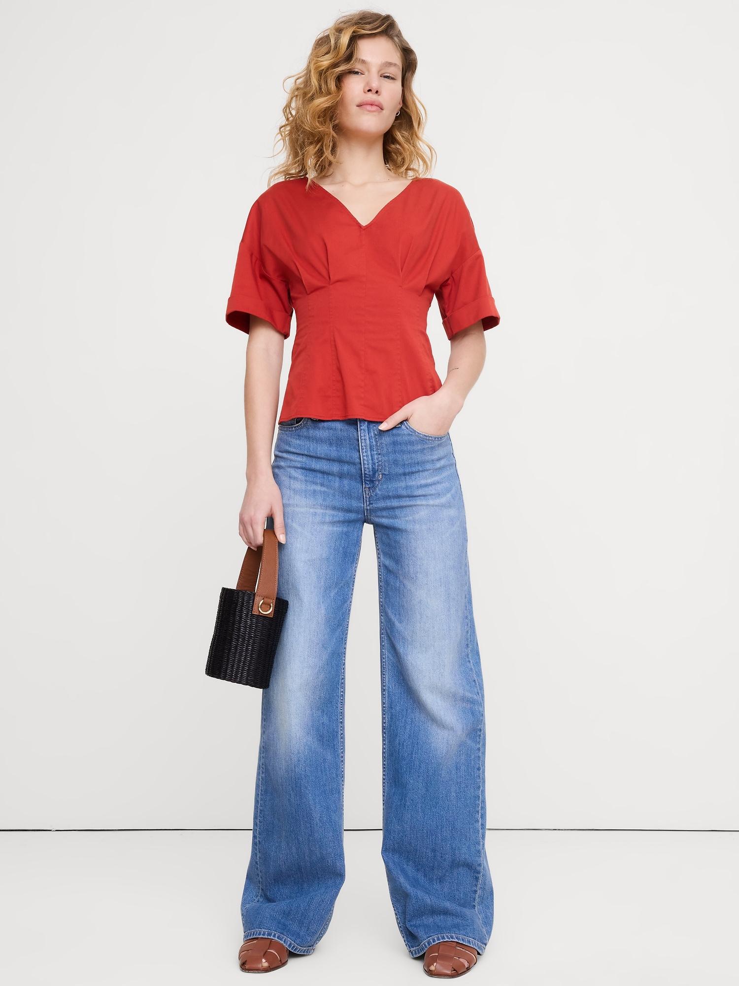 soft cotton fitted waist top