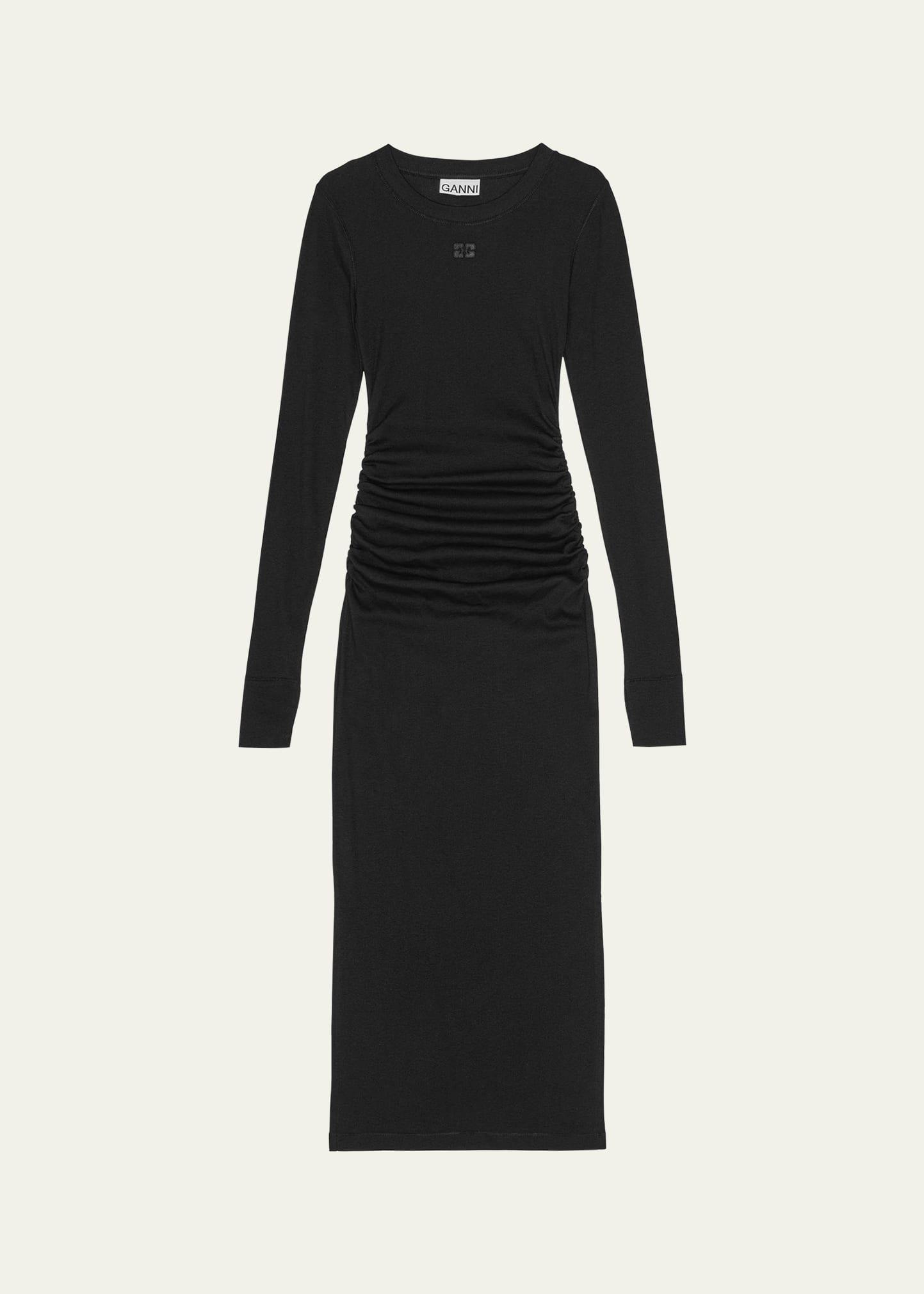 soft cotton rib long-sleeve dress