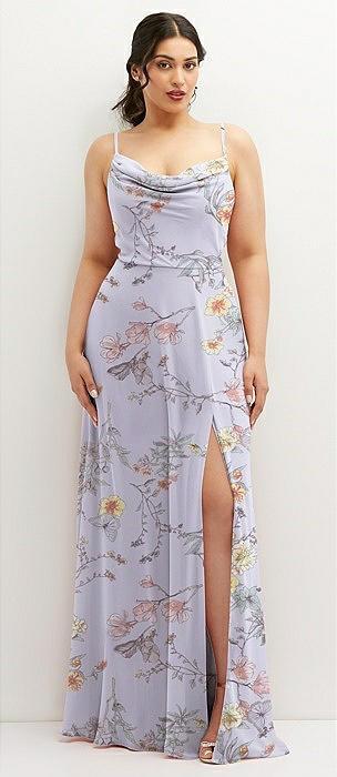 soft cowl-neck a-line maxi dress with adjustable straps