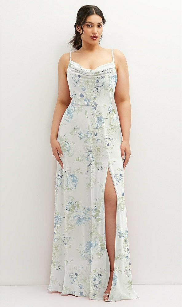 soft cowl-neck a-line maxi dress with adjustable straps
