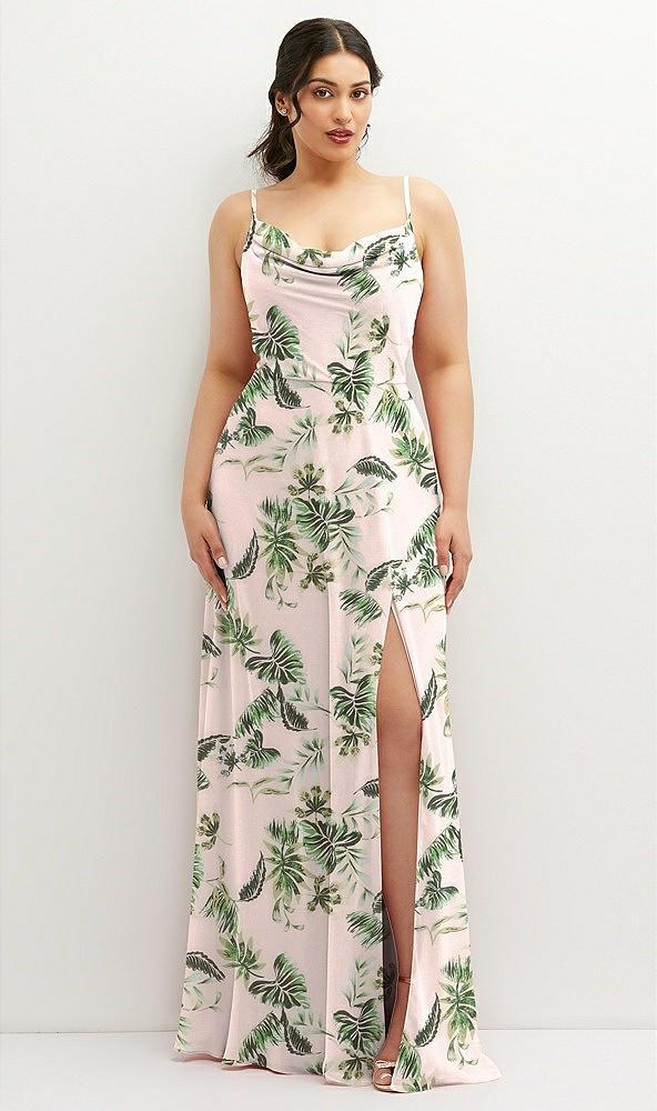 soft cowl-neck a-line maxi dress with adjustable straps