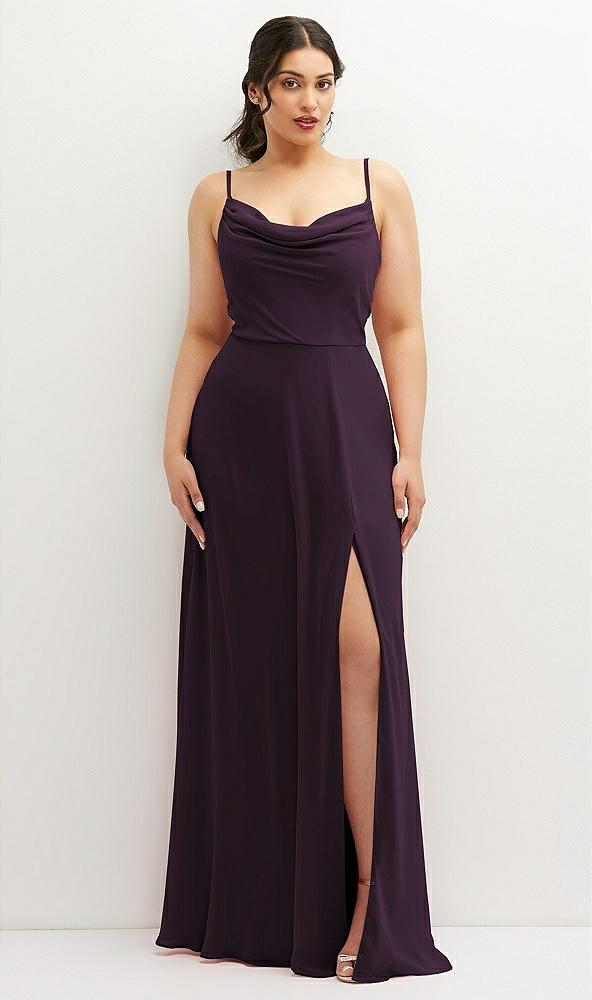 soft cowl-neck a-line maxi dress with adjustable straps
