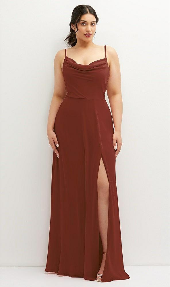 soft cowl-neck a-line maxi dress with adjustable straps