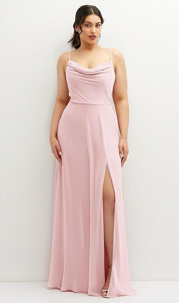 soft cowl-neck a-line maxi dress with adjustable straps