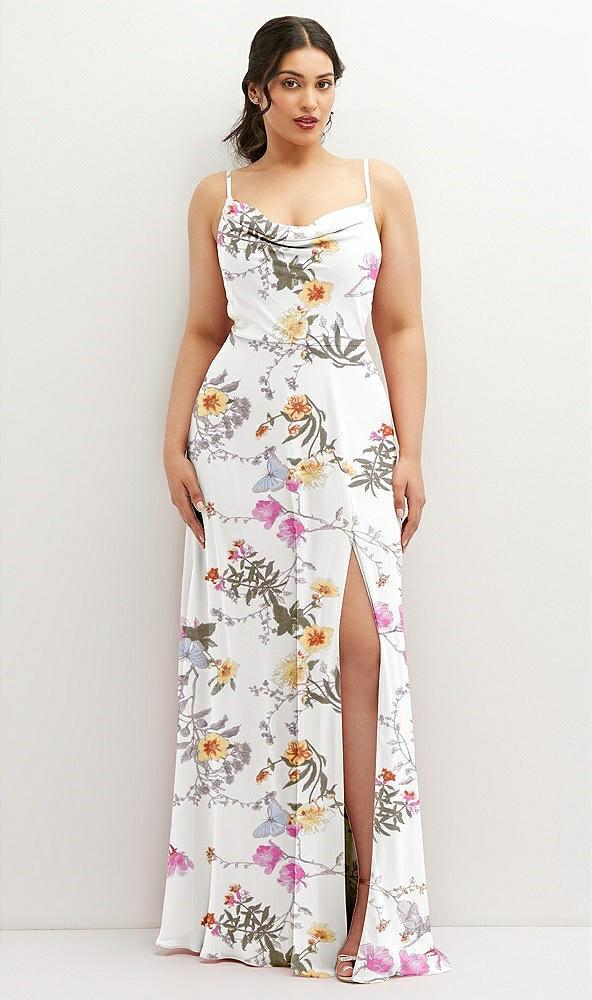 soft cowl-neck a-line maxi dress with adjustable straps