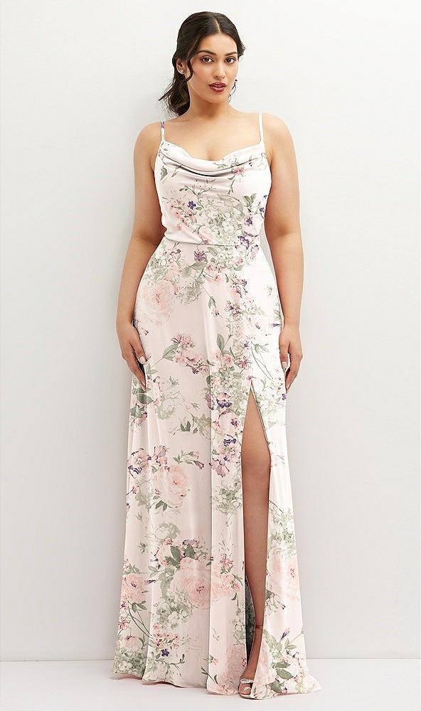 soft cowl-neck a-line maxi dress with adjustable straps
