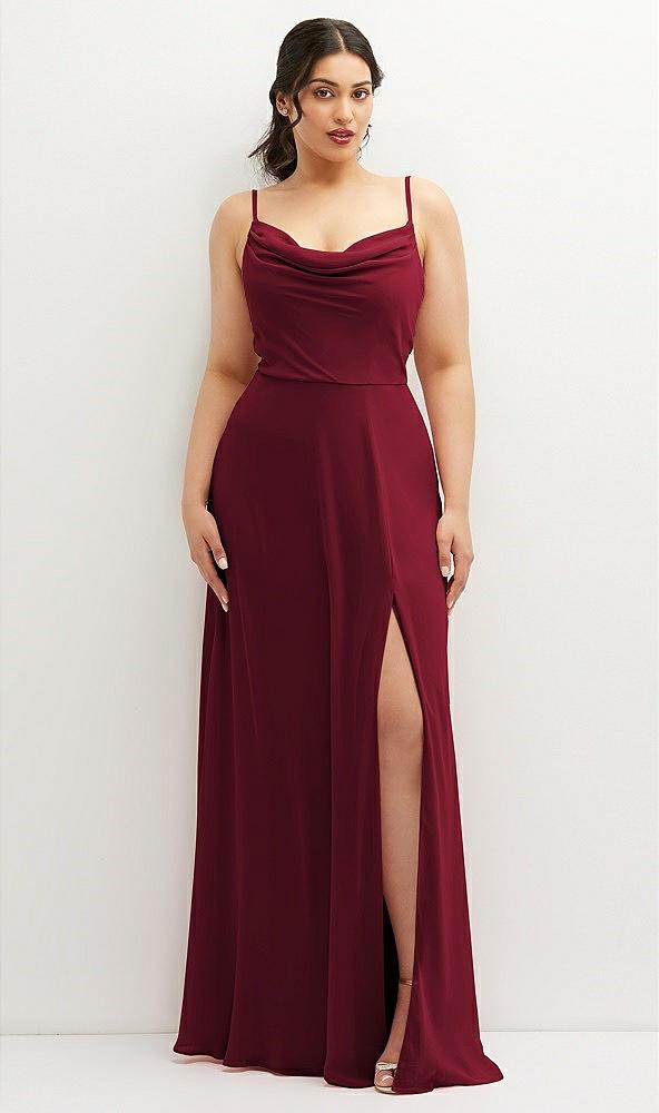 soft cowl-neck a-line maxi dress with adjustable straps