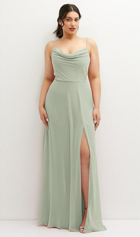 soft cowl-neck a-line maxi dress with adjustable straps