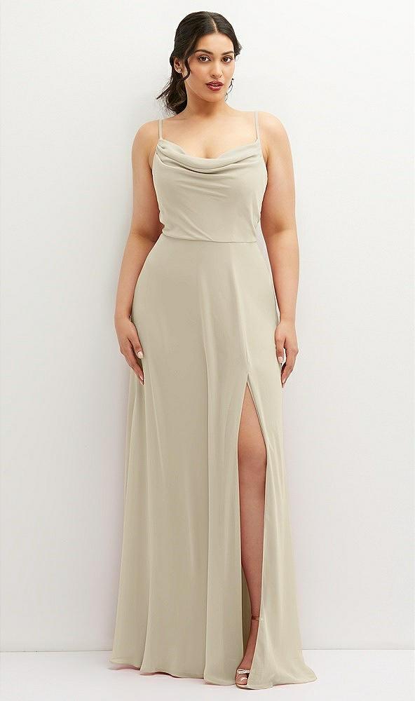 soft cowl-neck a-line maxi dress with adjustable straps