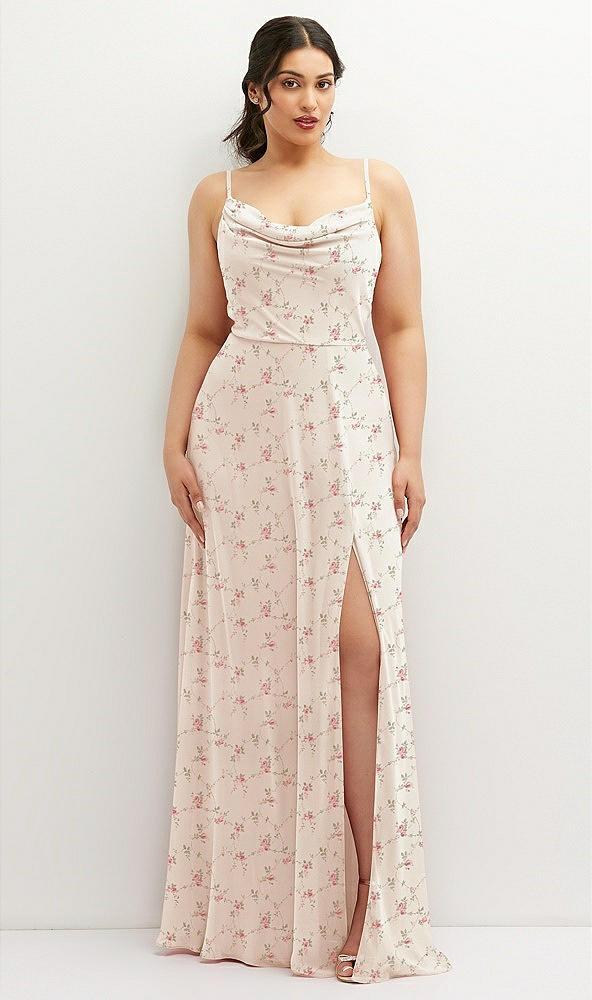 soft cowl-neck a-line maxi dress with adjustable straps