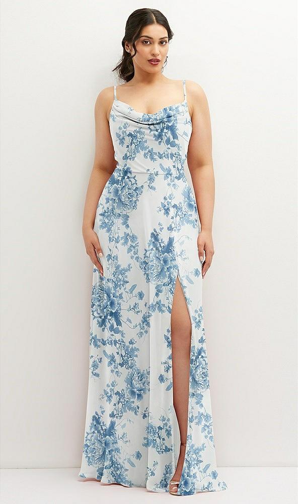 soft cowl-neck a-line maxi dress with adjustable straps