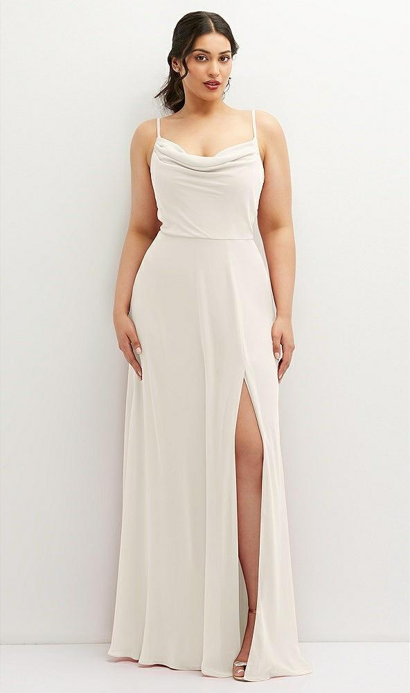 soft cowl-neck a-line maxi dress with adjustable straps