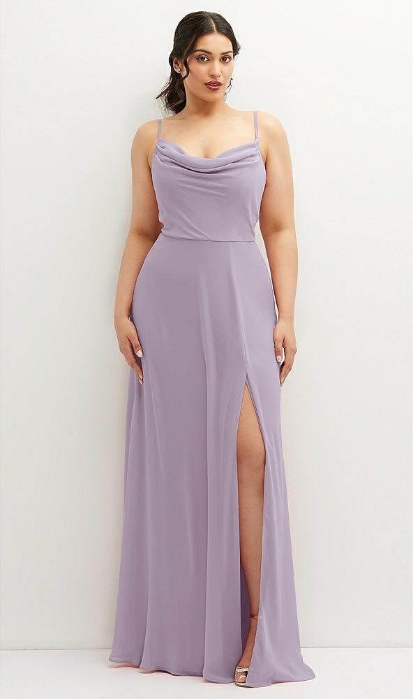 soft cowl-neck a-line maxi dress with adjustable straps
