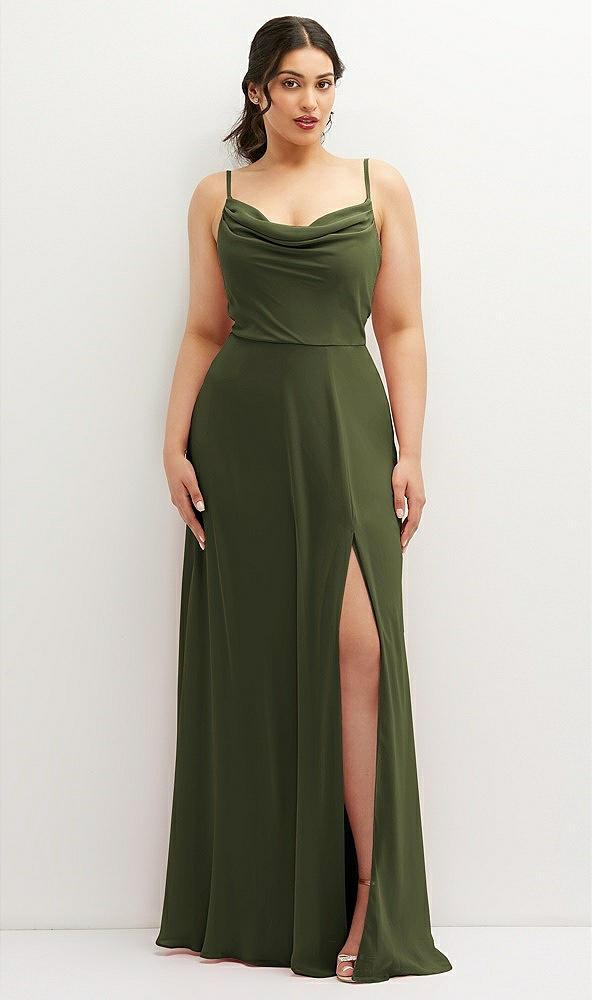 soft cowl-neck a-line maxi dress with adjustable straps