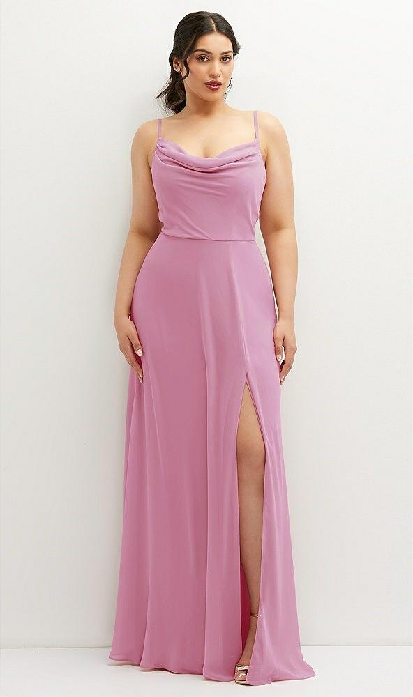 soft cowl-neck a-line maxi dress with adjustable straps