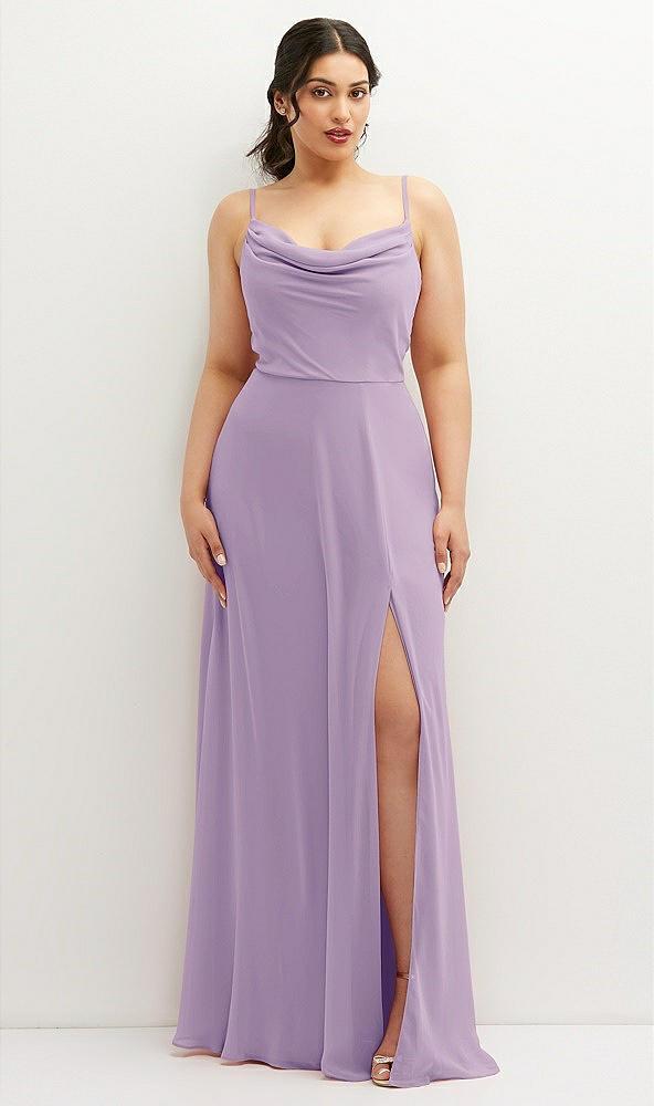 soft cowl-neck a-line maxi dress with adjustable straps
