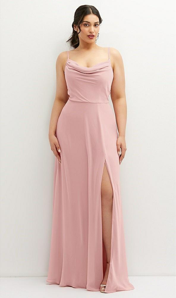 soft cowl-neck a-line maxi dress with adjustable straps