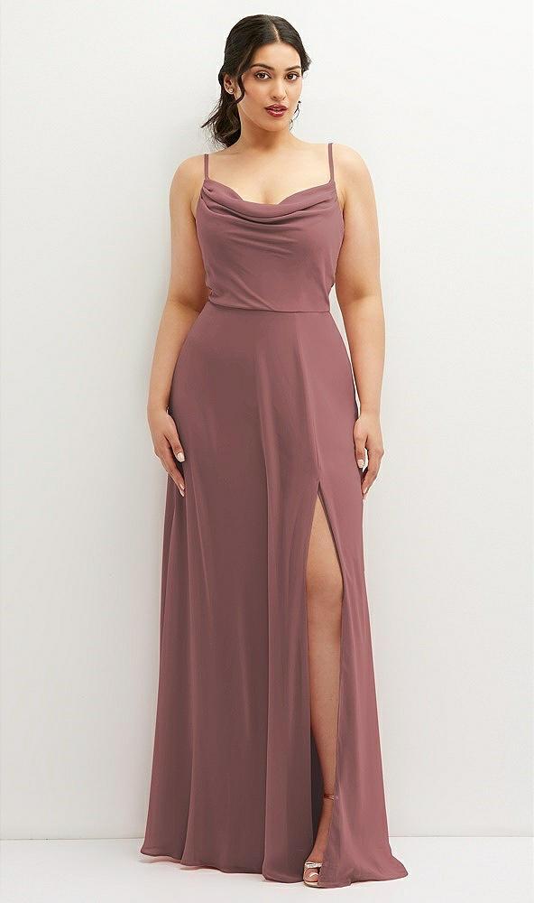 soft cowl-neck a-line maxi dress with adjustable straps