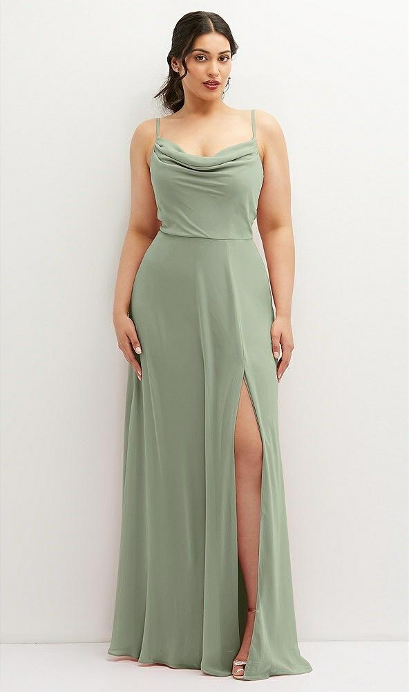 soft cowl-neck a-line maxi dress with adjustable straps