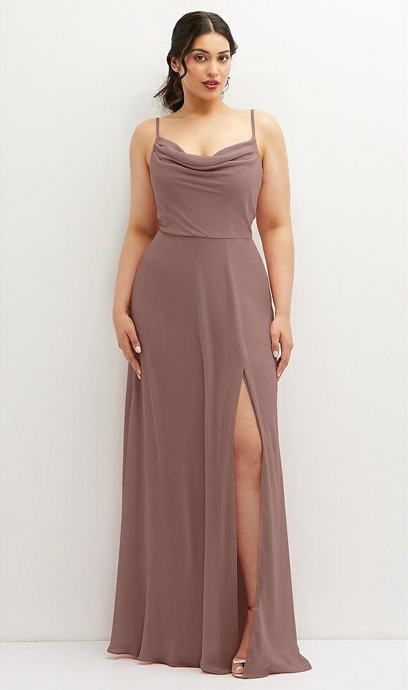 soft cowl-neck a-line maxi dress with adjustable straps