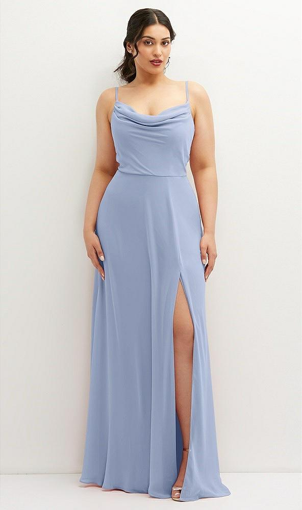soft cowl-neck a-line maxi dress with adjustable straps