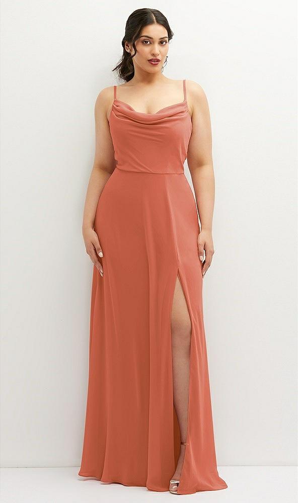 soft cowl-neck a-line maxi dress with adjustable straps