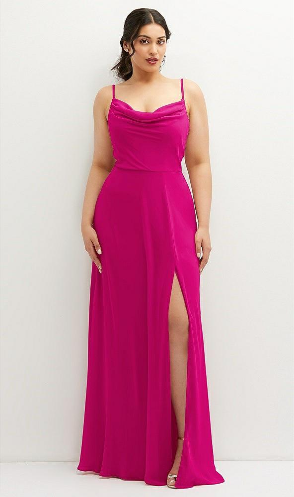 soft cowl-neck a-line maxi dress with adjustable straps