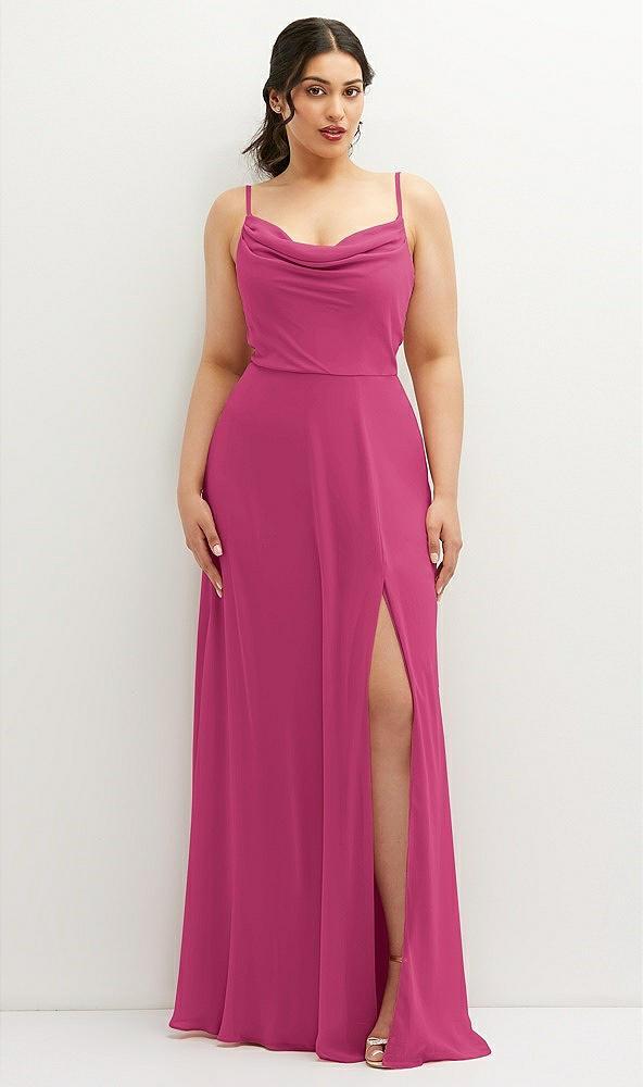 soft cowl-neck a-line maxi dress with adjustable straps