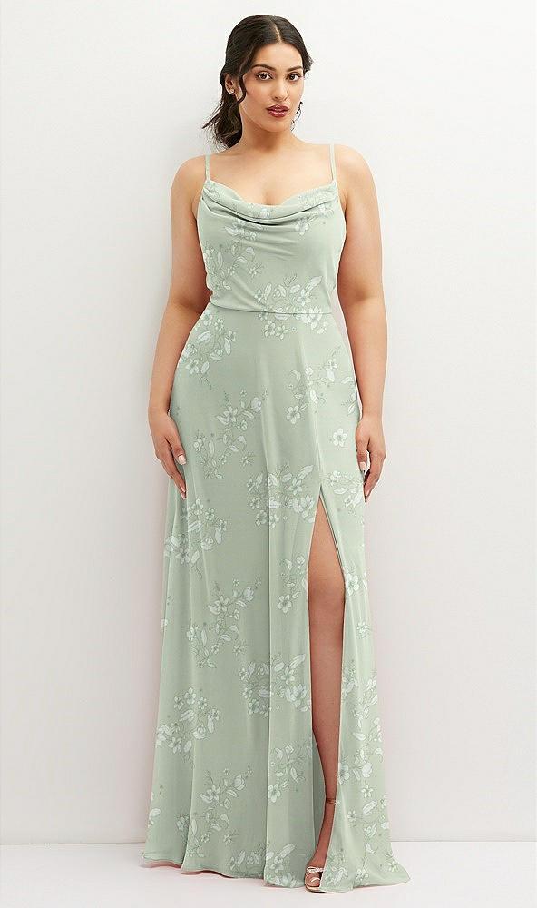 soft cowl-neck a-line maxi dress with adjustable straps