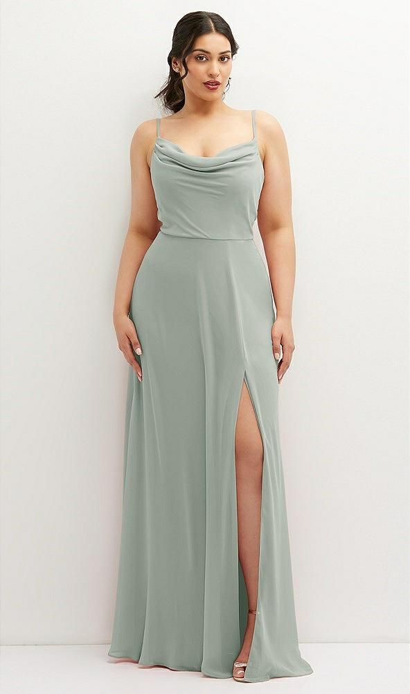 soft cowl-neck a-line maxi dress with adjustable straps
