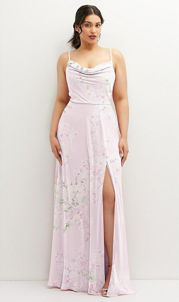 soft cowl-neck a-line maxi dress with adjustable straps