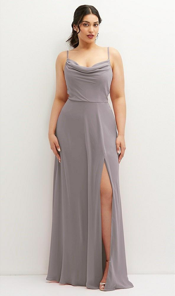 soft cowl-neck a-line maxi dress with adjustable straps