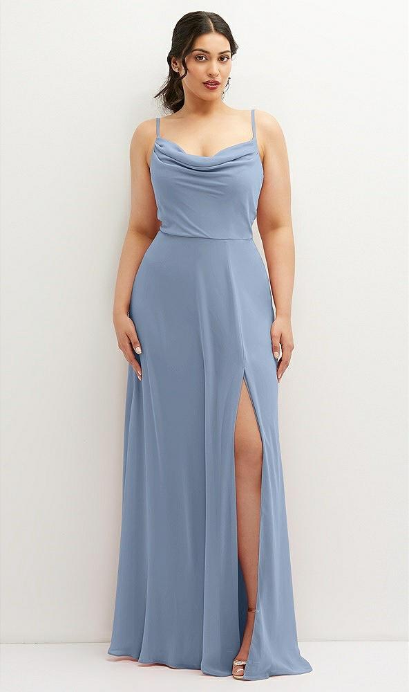 soft cowl-neck a-line maxi dress with adjustable straps