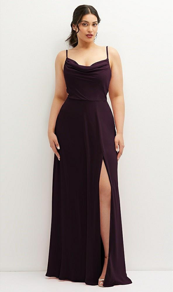 soft cowl-neck a-line maxi dress with adjustable straps